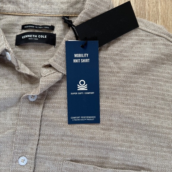 Kenneth Cole Long Sleeve Knit "Gold" Button Down Shirt Men's XL NWT $69 - Picture 5 of 7